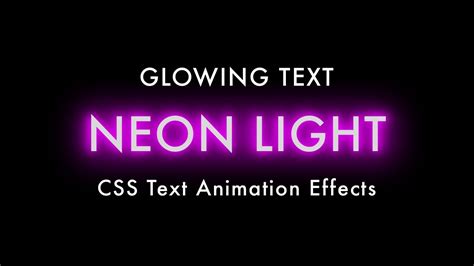 Glowing Neon Light Text Effects With Html And Css Youtube