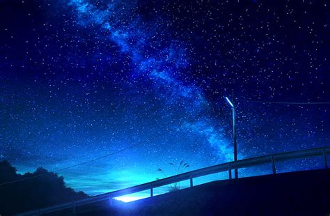 Anime Landscape Anime Starry Night Sky Background