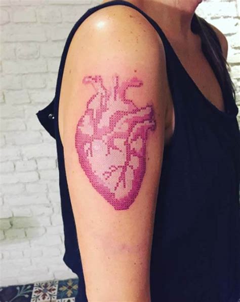 My new cross stitch inspired tattoo! 32 Cross Stitch Tattoo Examples Any Inked Fan Will Love