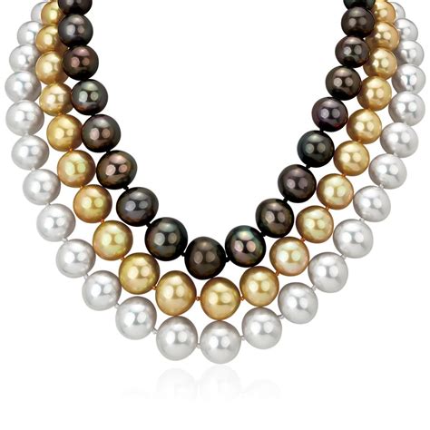 South Sea And Tahitian Multi Strand Pearl Necklace In 18k White Gold