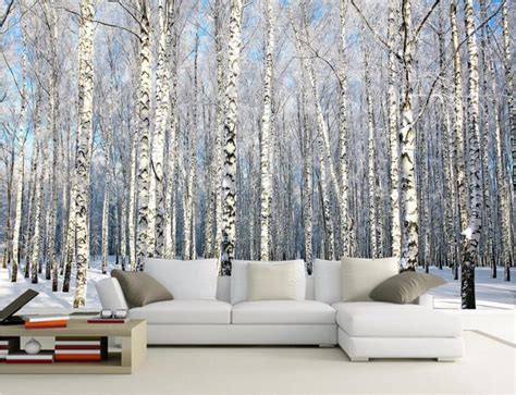Custom Mural Photo 3d Wallpaper Birches Snow Scenery Home