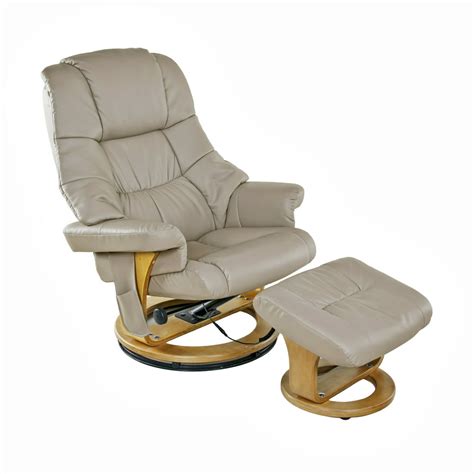comfort products small pu leather massage heated recliner with ottoman beige
