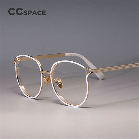 Ladies Cat Eye Glasses Frames Women Metal Frame White Coating Ccspace