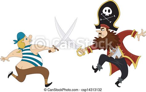 Vectors Of Pirates Swordfighting Illustration Of Male Pirates Having