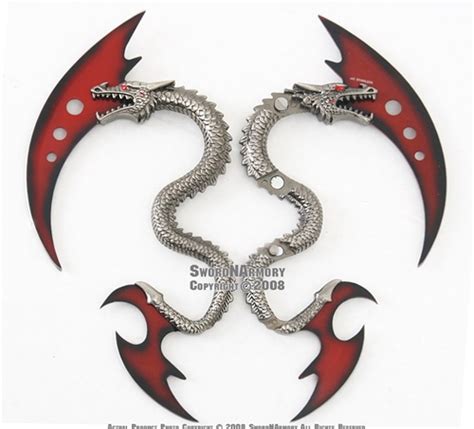 Fantasy Dual Fire Blade Dragon Dagger With Wall Plaque