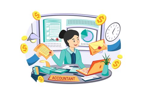 Best Premium Female Accountant Managing Account Illustration Download