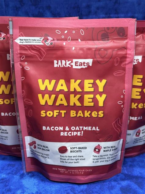 Lot Of 3 Bark Eats Dog Treats Wakey Wakey Soft Bakes Bacon
