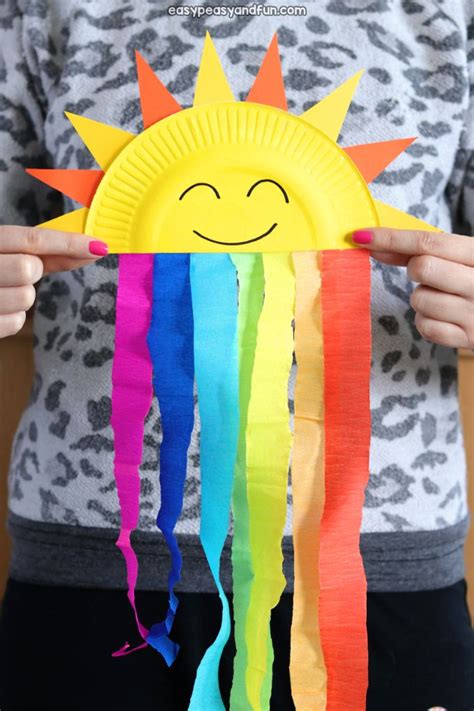 Paper Plate Sun And Rainbow Craft In 2023 Rainbow Crafts Sun Crafts