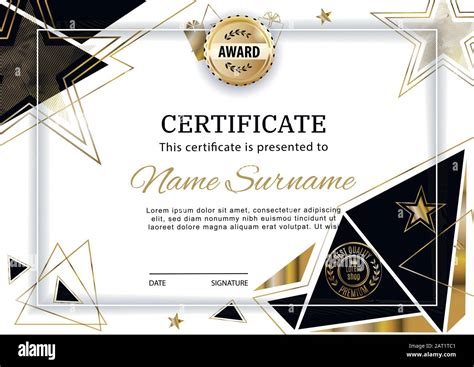 Official White Certificate With Gold Black Triangles Line Business