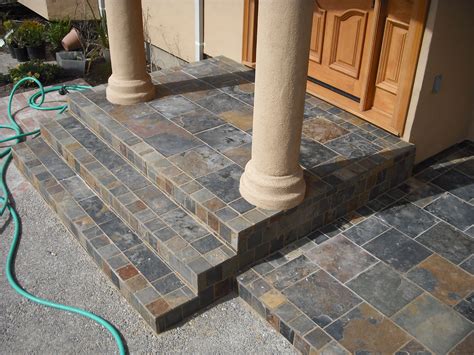 Slate Tiled Steps With Porch Front Porch Steps Porch Steps And Slate