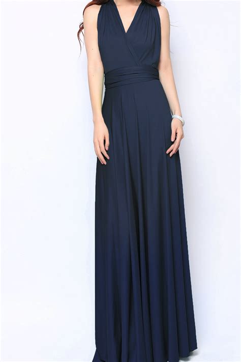 Navy Blue Maxi Bridesmaid Dresses Convertible Dress Plus