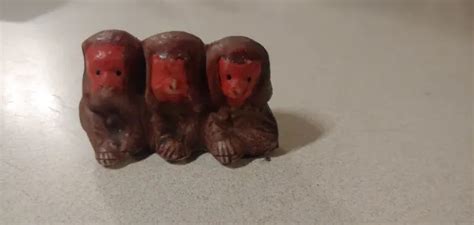 Vintage Three Wise Monkeys See No Speak No Hear No Evil Figurine Statue