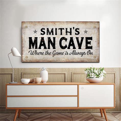 Man Cave Sign Personalized Huge Canvas Tailored Canvases