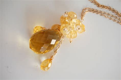 Golden Crystal Quartz And Citrine Necklace On Luulla