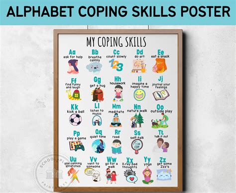 Coping Skill Alphabet Printable Coping Skills Poster Kid Etsy Canada