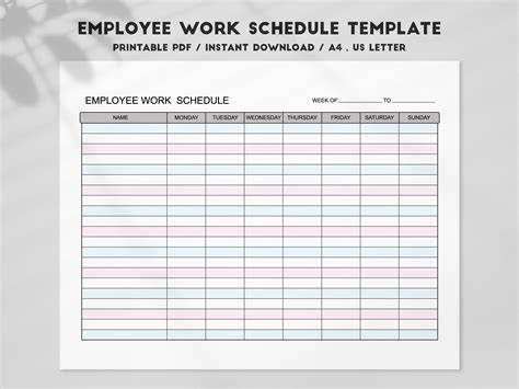 Printable Monthly Employee Schedule Templates Time Clock Wizard Riset