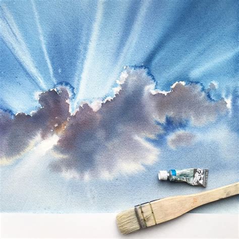 Watercolour Painting Of A Cloud By Natalia Dyukova Watercolor Sky