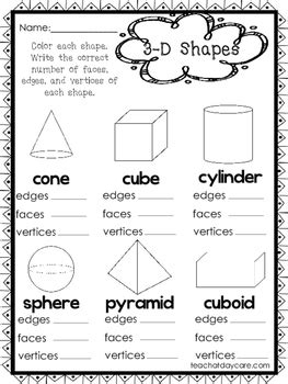Check spelling or type a new query. 10 2-D and 3-D Shapes Worksheets. Preschool-1st Grade Math ...