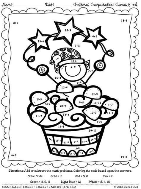 Sight word christmas coloring pages. Christmas Computation Cupcakes ~ Math Color By The Code Puzzles For December, Winter and ...