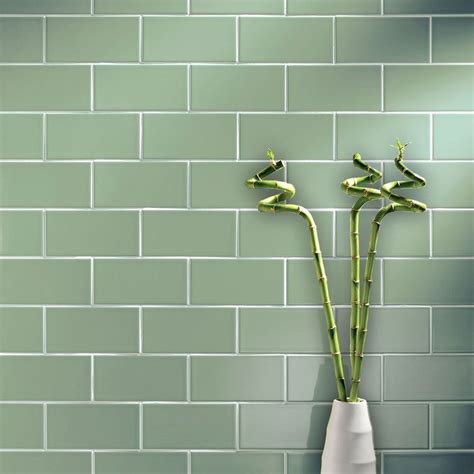 Flat Greenwich Green Gloss 200x100 Tiles Walls And Floors Green