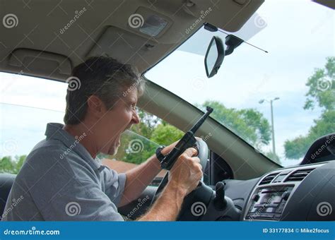 Extreme Road Rage Man With A Gun Stock Images Image 33177834