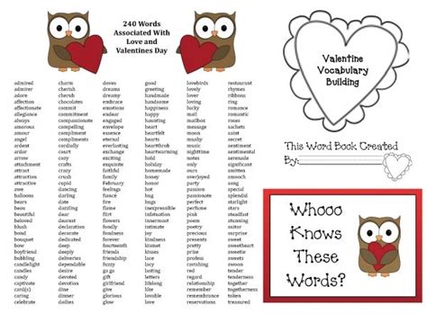Using simple words as a starting point, the activator delivers a wide range of words to help students express exactly the idea they want. Valentine Vocabulary Words | Valentine words, Valentine ...