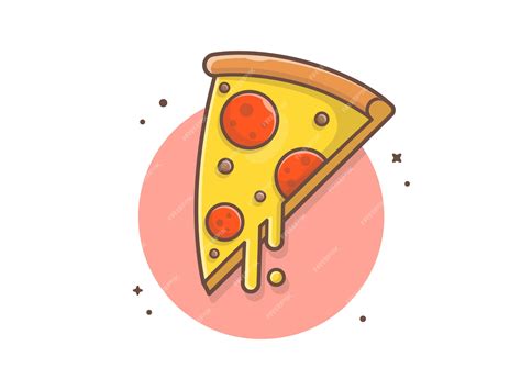 Stück Pizza Geschmolzener Käse Und Fleisch Vektor Clipart Illustration