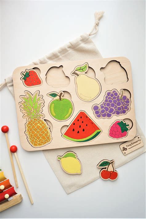 Wooden Toddler Puzzle Wooden Fruits Puzzle Toddler Puzzles Etsy Uk