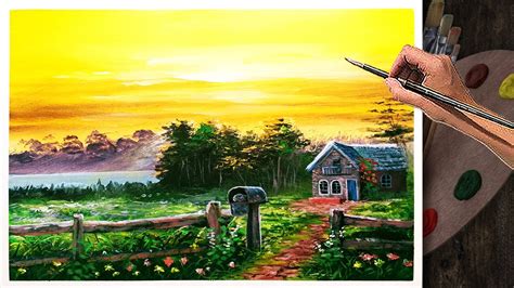Acrylic Landscape Painting Lesson Countryside Scene Youtube
