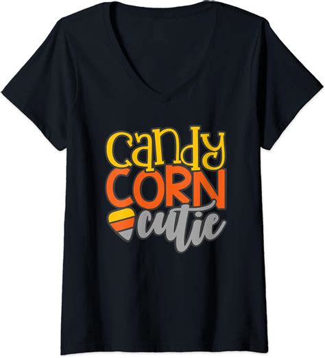 Amazon Com Womens Candy Corn Halloween Shirts V Neck T Shirt Clothing Shoes Jewelry