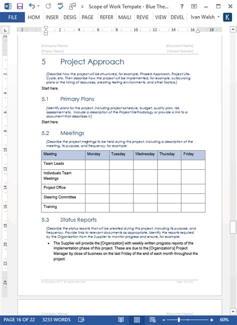 scope  work templates templates forms checklists
