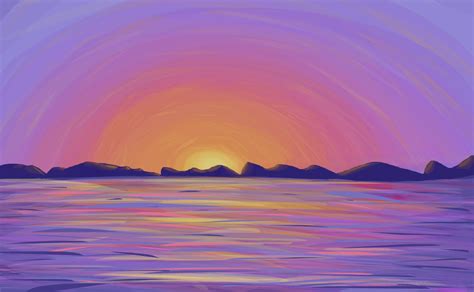 Sunset Beach Drawing Easy Fishing Boat Sunset Sunset Painting
