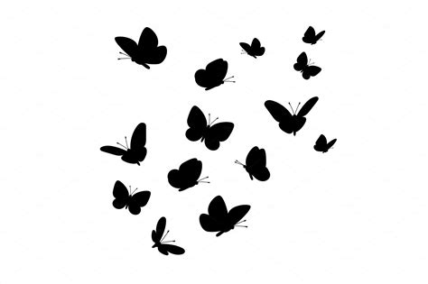 Flying Butterflies Silhouettes Decorative Illustrations Creative Market