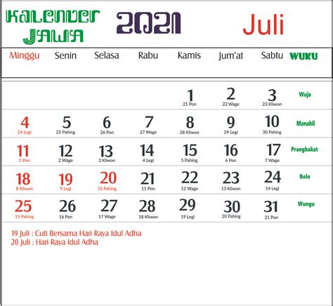 Download Kalender Nasional Dan Jawa 2021 Kalender 2020 Lengkap Revisi