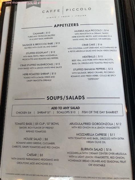 get quote call now get directions. Online Menu of Caffe Piccolo Restaurant, Pawleys Island ...