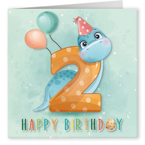 Buy Cult Kitty Dinosaur Nd Birthday Card Happy Second Birthday Cute Happy Birthday Cards