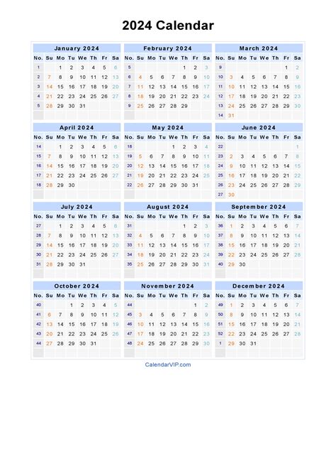 2024 Calendar Blank Printable Calendar Template In Pdf Word Excel