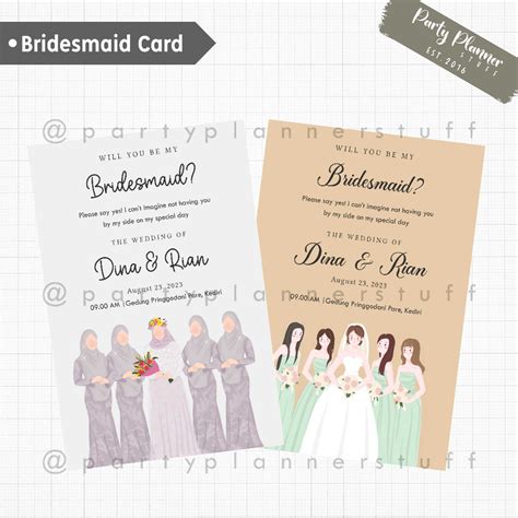 Jual Kartu Bridesmaid Bridesmaid Card Custom Kartu Bridesmaid