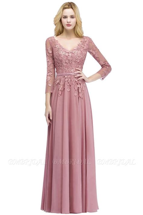 Bmbridal Elegant Chiffon Lace Dusty Rose Evening Dress In 2021 Modest