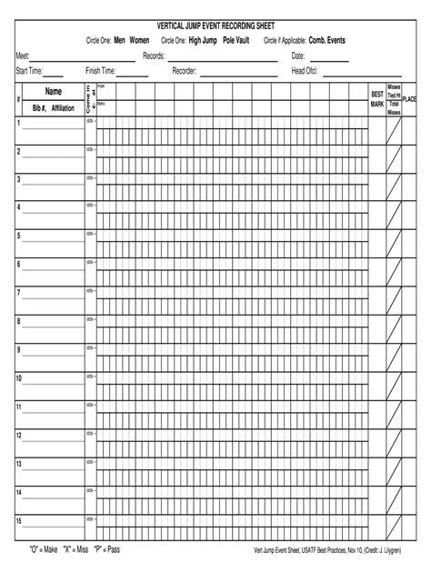 High Jump Score Sheet Pdf Fill Online Printable Fillable Blank