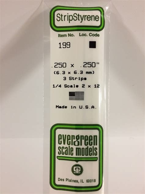 199 250 X 250 Opaque White Polystyrene Strip Evergreen Scale Models