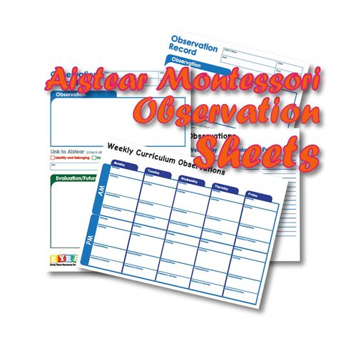 Aistearmontessori Observation Sheets Early Years Shop