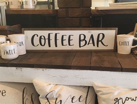 Coffee Bar Sign 6x24 Distressed Shabby Chic Wooden Sign Painted