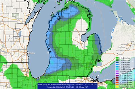 Snowed In Map Shows Predicted Lake Effect Totals For West Michigan