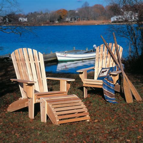 With a contoured seat and wide arms for added comfort, this timeless silhouette is made for relaxing. Rustic Natural Cedar Deluxe Adirondack Chair and Ottoman Set