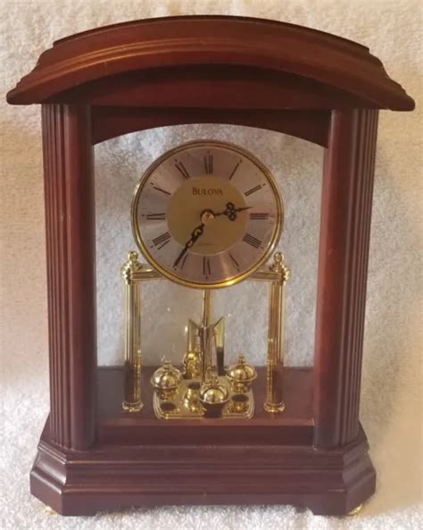 Bulova Anniversary Quartz Wood Mantel Clock 2400 Picclick