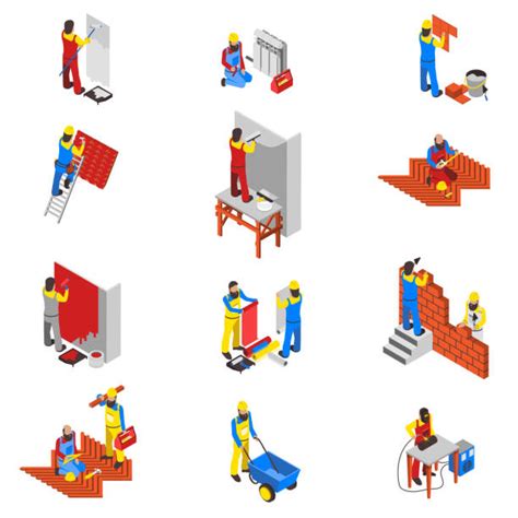 Isometric Construction Worker Stock Photos Pictures And Royalty Free