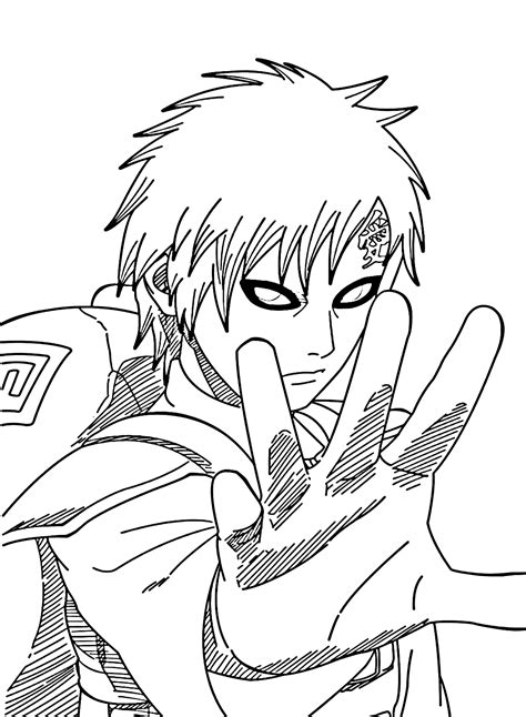 Gaara With Sand Gourd Coloring Page Free Printable Coloring Pages