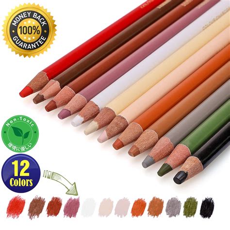 Misulove Charcoal Pencils Drawing Set 12 Colors Professional Soft