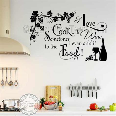 Cook With Wine Kitchen Wall Sticker Funny Kitchen Cooking Quote Home